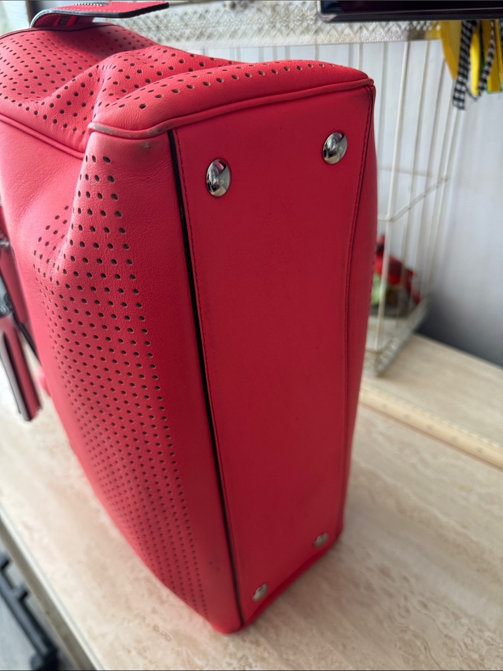 Coach Legacy Perforated Leather Candace Tote & Wallet Set- Rare Watermelon Coral - Picture 10 of 15